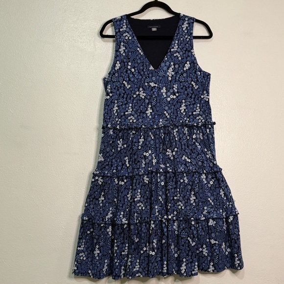 Tommy Hilfiger Floral Blue Tiered Sleeveless Dress. Sz 10. - Picture 1 of 8